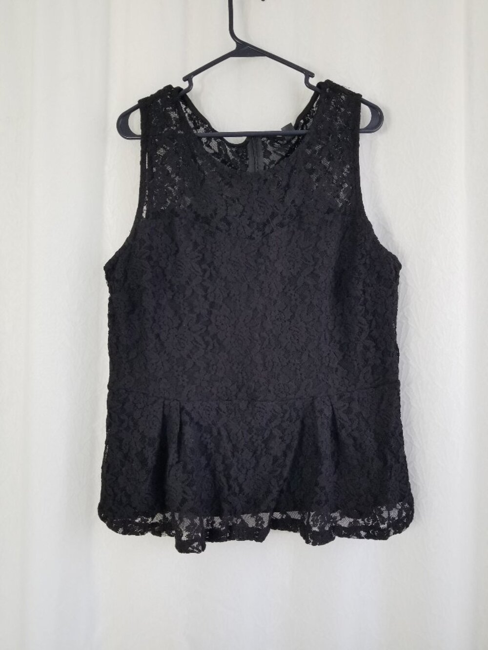 Black Lace Peplum Tank Top Blouse XL